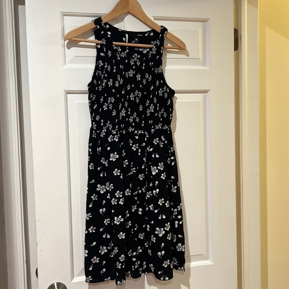 Aqua racer back tank dress with ruching